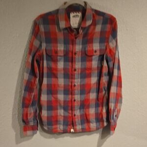 Vans Red and Blue Plaid Casual Button Down Shirt